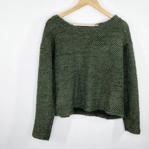 Bobi Los Angeles Green Wool Blend Knit Long Sleeve Sweater Women's Size Small S - Picture 8 of 8